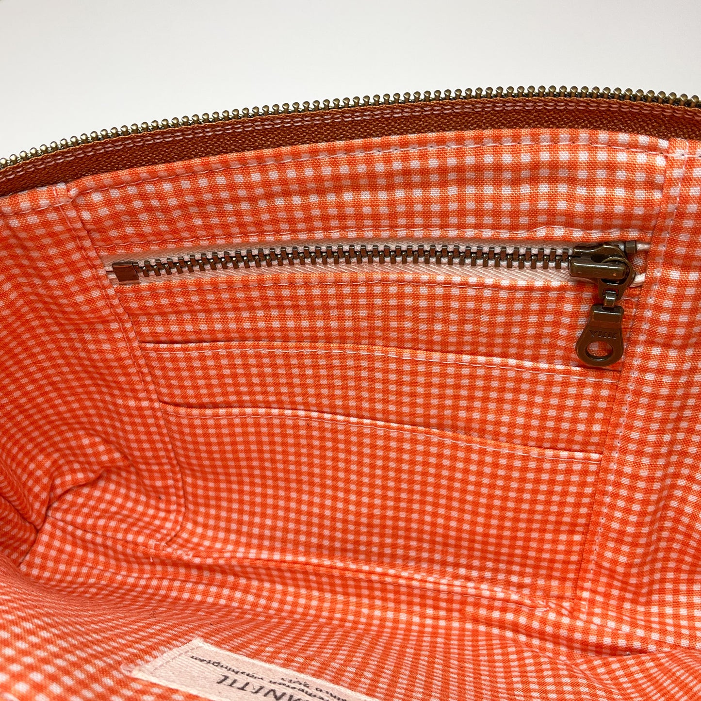 Yarrow Wristlet - Along the Fields in Strawberry/Rainstorm with Brown Leather Pocket #18